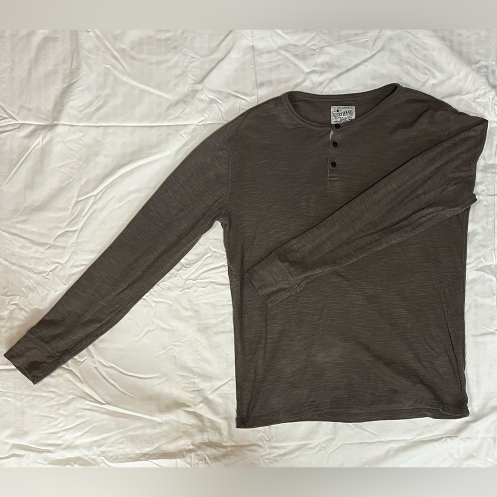 Lucky Brand long sleeve shirt, size medium, soft, casual fit, warm grey color